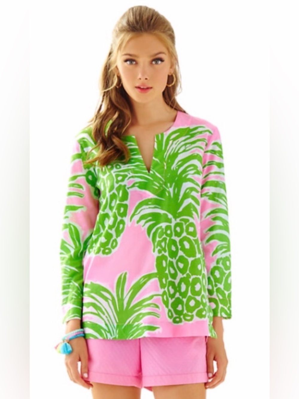Lilly Pulitzer Amelia Island Tunic – Flamenco Pineapple Print Size XS